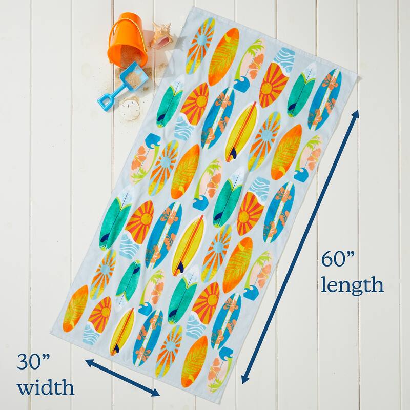 Linery & Co. 100% Cotton Printed Beach Towel for Kids, 30" x 60"