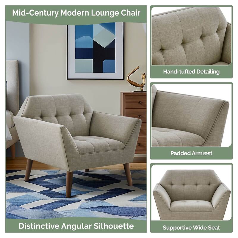 INK IVY Newport Wide Mid-Century Modern Lounge Chair