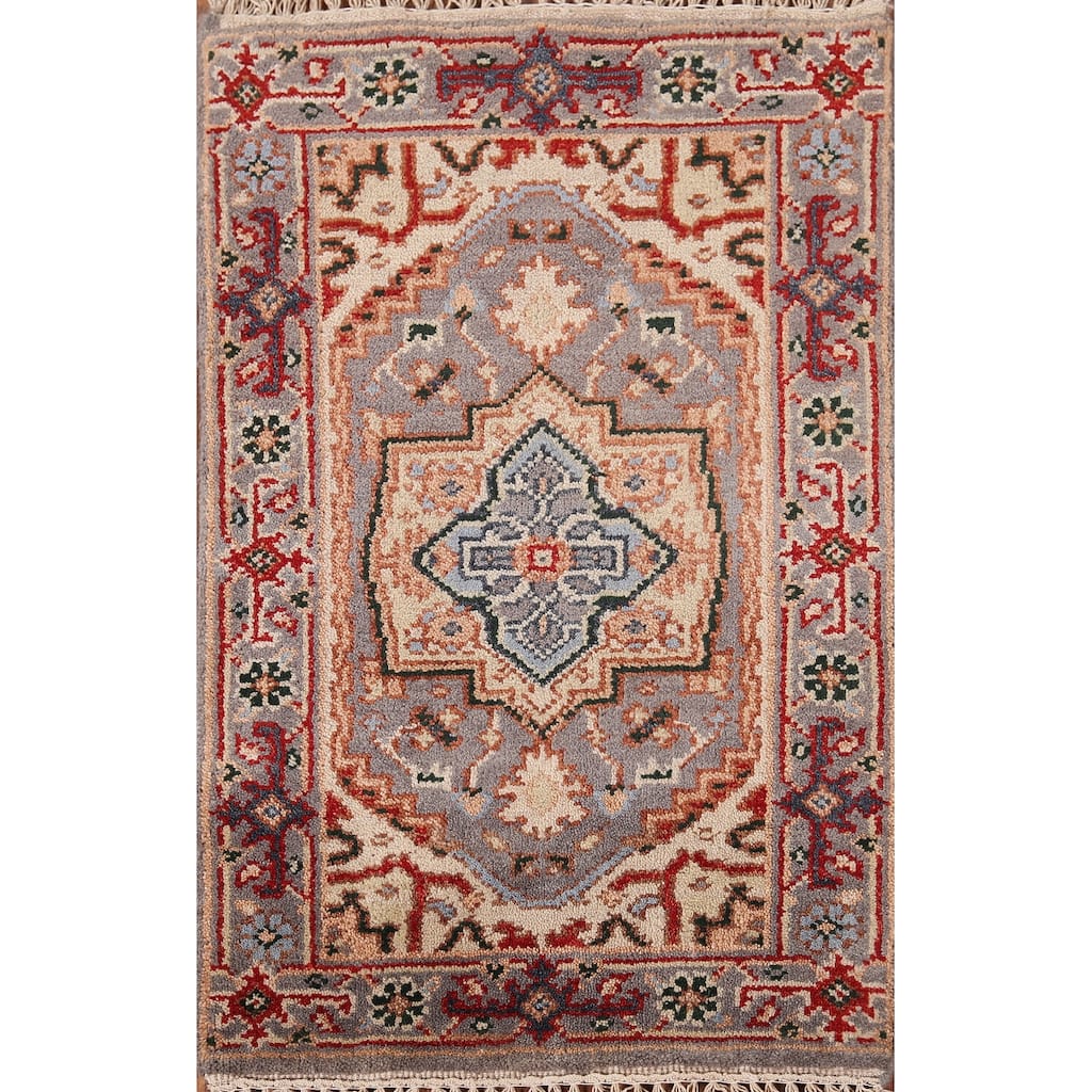 Gray Heriz Serapi Indian Accent Rug Handmade Oriental Wool Carpet - 2'0" x 3'0"
