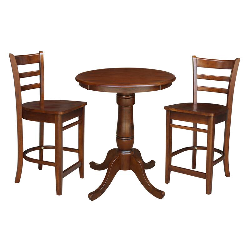 30" Round Pedestal Gathering Height Table with 2 Stools - 3 Piece Set