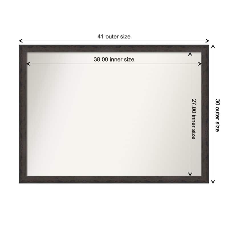 Dappled Narrow Non-Beveled Wood Framed Bathroom Vanity Wall Mirror - Dappled Black Brown Narrow - Glass Size 38x27