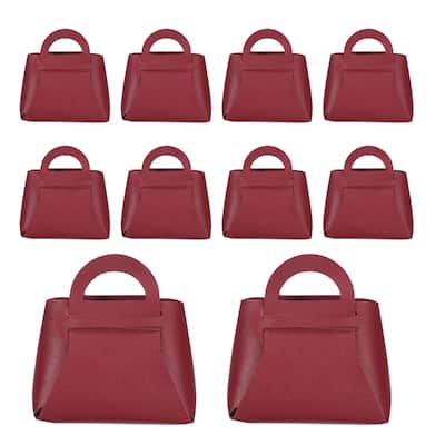 10Pcs PU Leather Gift Boxes with Handles, Wedding Candy Bags