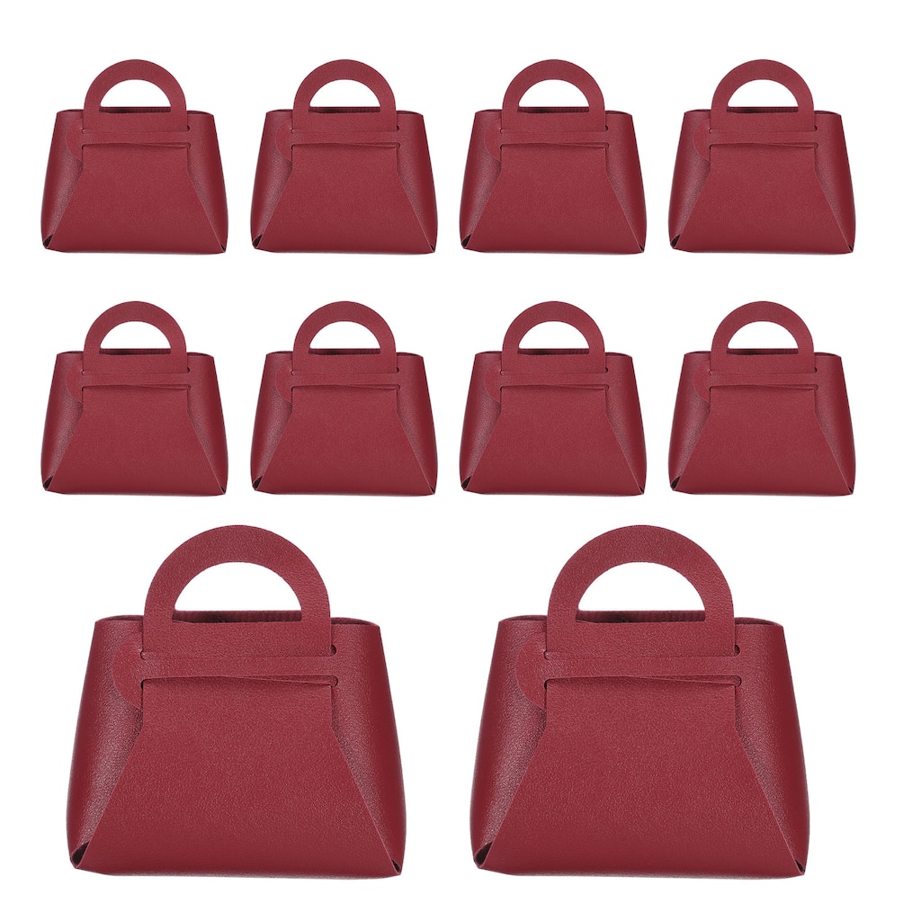 10Pcs PU Leather Gift Boxes with Handles, Wedding Candy Bags
