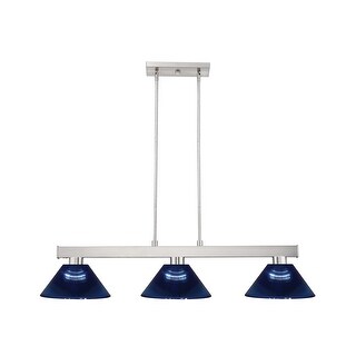 Cobalt 3 Light Brushed Nickel with Dark Blue Acrylic Shades Billiard Light