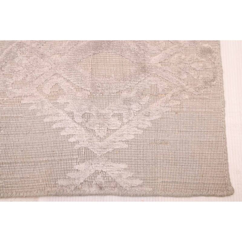 ECARPETGALLERY Hand Loomed Elysian Light Grey Viscose, Wool Rug - 8'1 x 10'3
