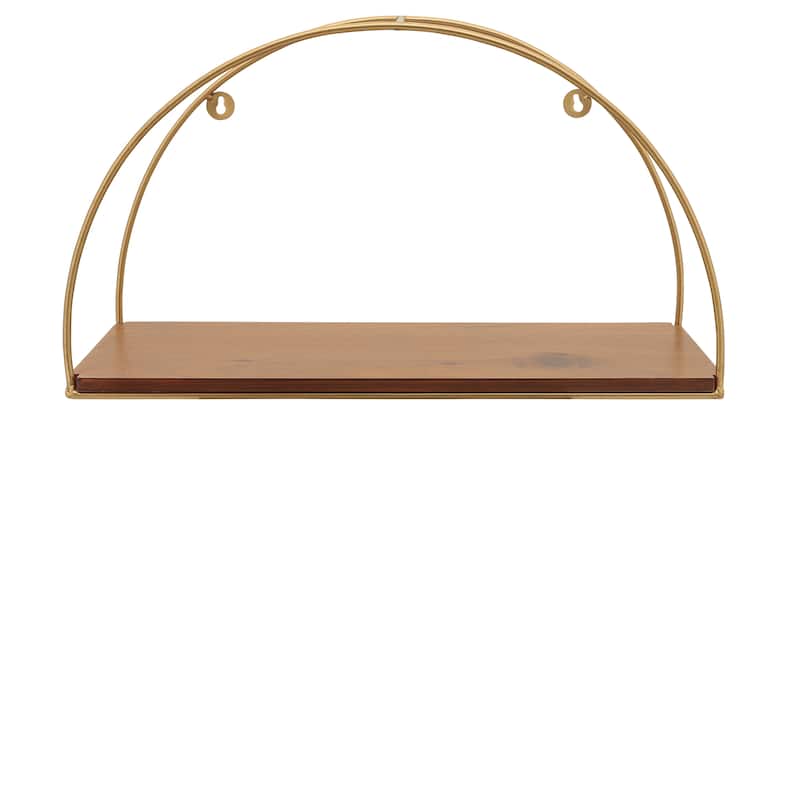 Metal Wood Arched Wall Shelves Set - Brown, 10/12/14" - 21.0"