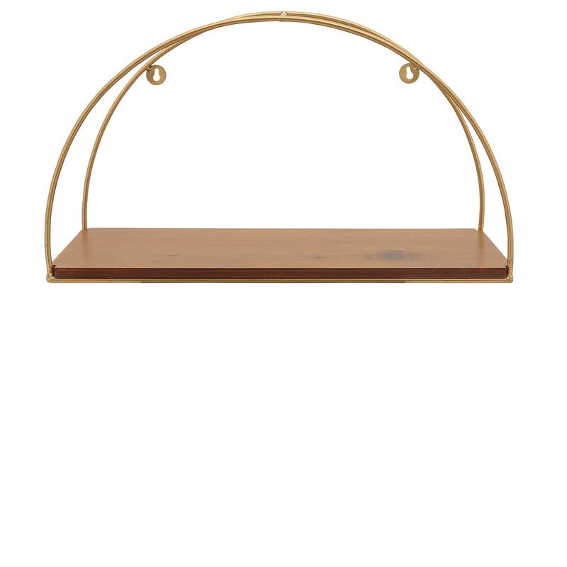 Set of Arched Wall Shelves Brown and Gold Set of 3 Decorative Metal Wall Shelves Rustic Wall Storage Decor For Home