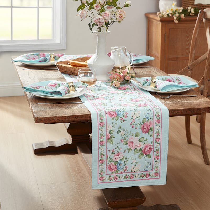 Vintage Floral Garden Table Runner - 13x70 - 13x70