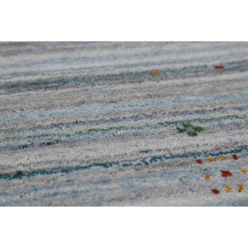 Striped Tribal Gabbeh Oriental Square Rug Handmade Wool Carpet - 9'9" x 9'8"