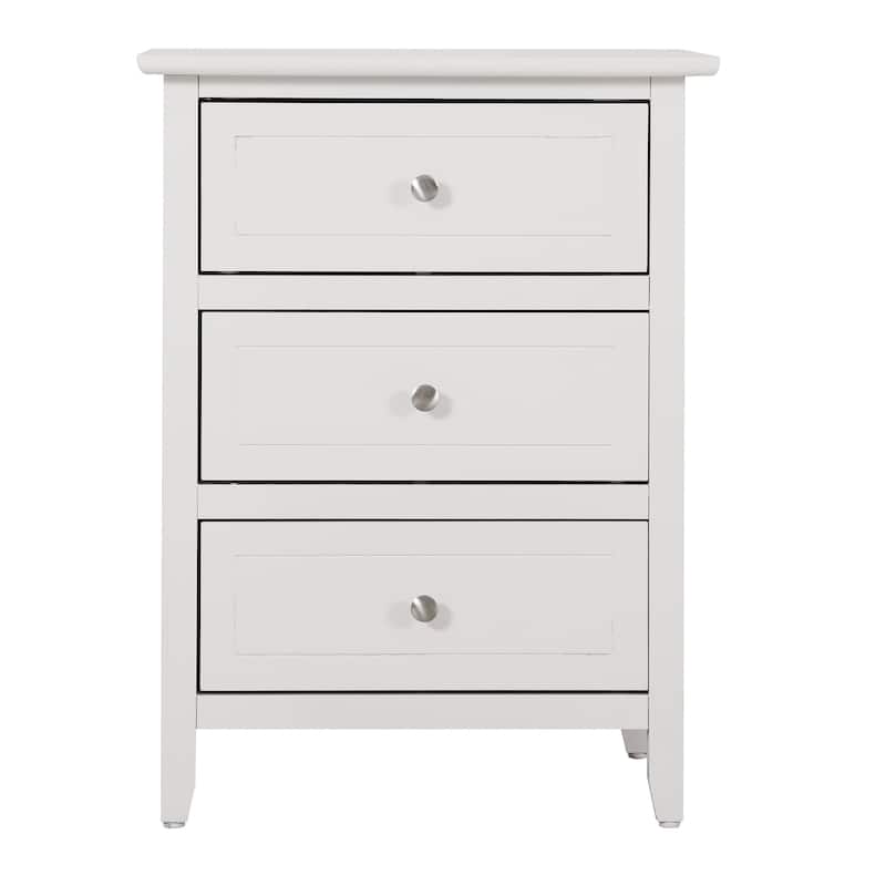 Daniel 3-drawer Transitional Wooden Nightstand - White