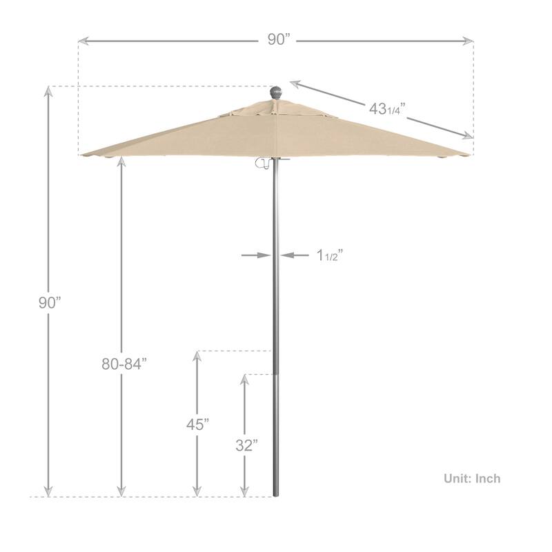 California Umbrella 75' Venture Series Patio Umbrella, Silver Aluminum Pole Fiberglass Ribs Push Lift, Olefin