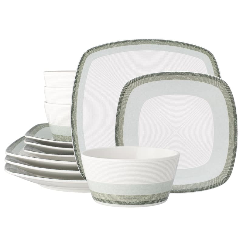Noritake Colorscapes Layers 12-Piece Square Set, Service For 4 - Sage