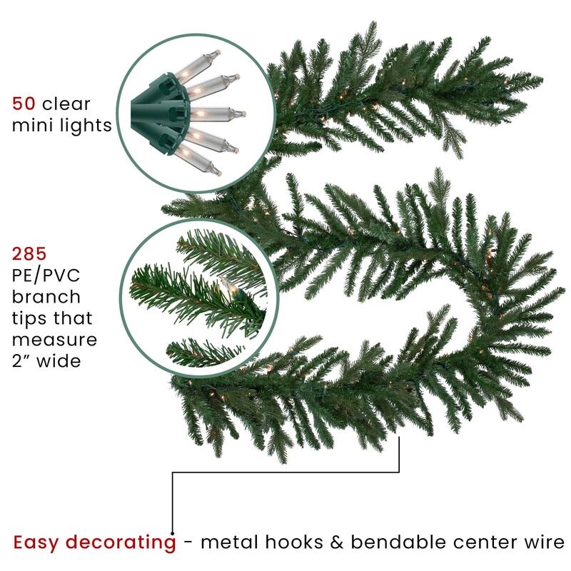 9' x 14" Grande Spruce Artificial Christmas Garland, Clear Lights