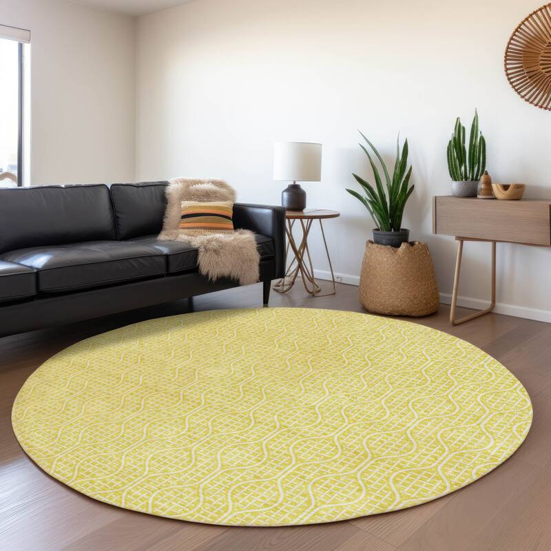 Premium Washable Super Soft Modern Teardrop Mayfield Rug - Yellow - 8' x 8'