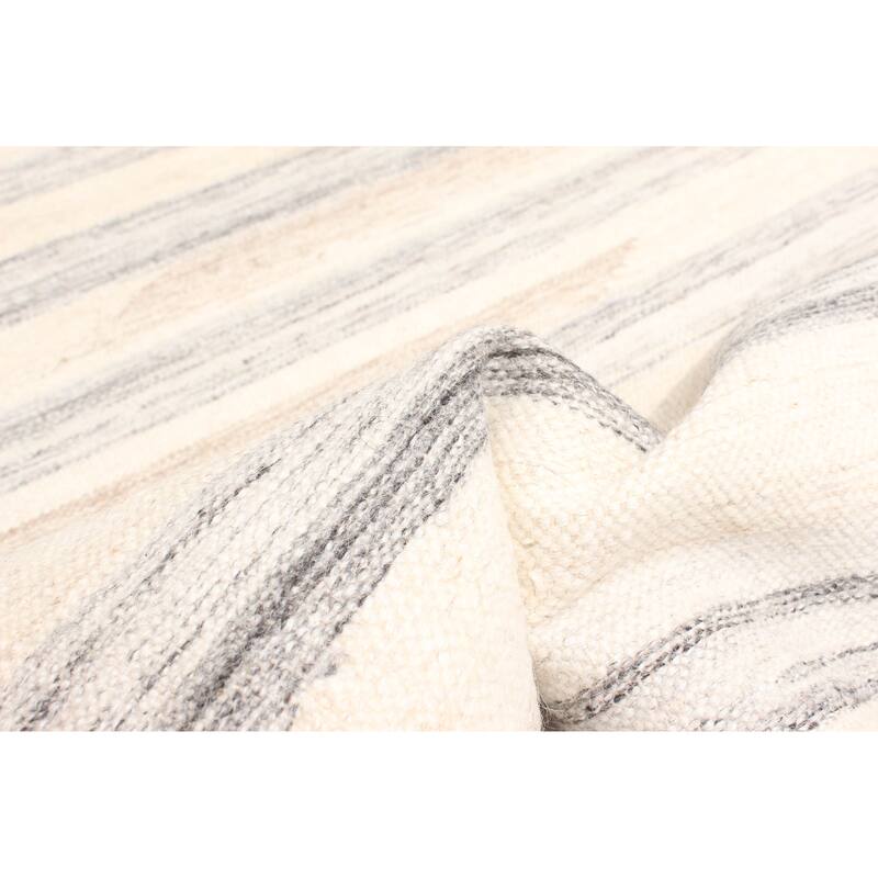 ECARPETGALLERY Flat-Weave Ankara FW Cream Wool Kilim - 5'7 x 7'7