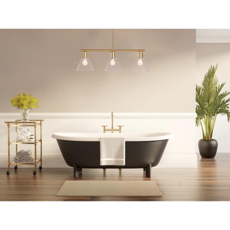 Metal and Glass Linear Chandelier - 33.8"L x 8.6"W x 58.3"H