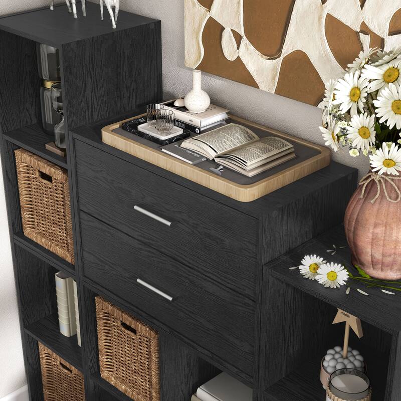 DH BASIC Modern Wood Customizable Stackable Storage Organizer - Cube Shelves, Drawer Cabinet, Bookcase with Doors by Denhour
