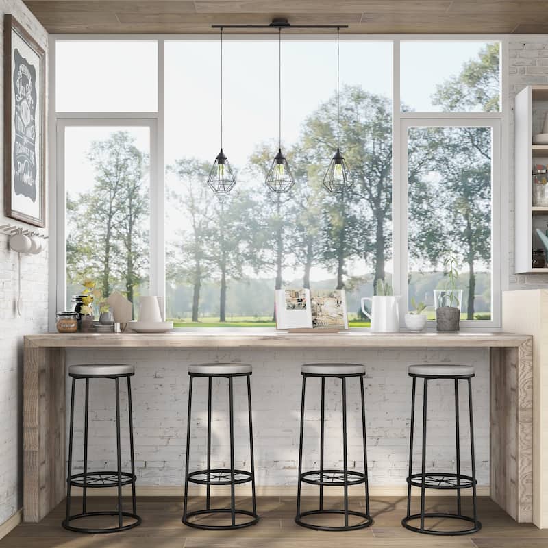 Lodz Rustic Metal Round Barstools (Set of 2) by Furniture of America