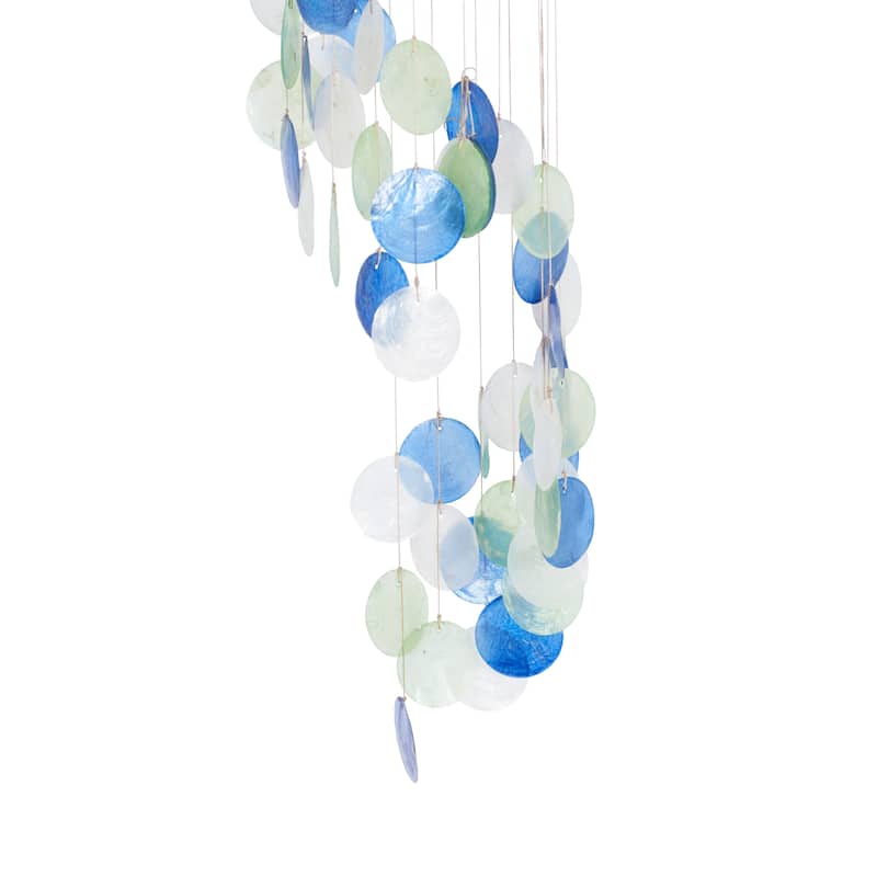 Blue Capiz Shell Spiral Waterfall Windchime