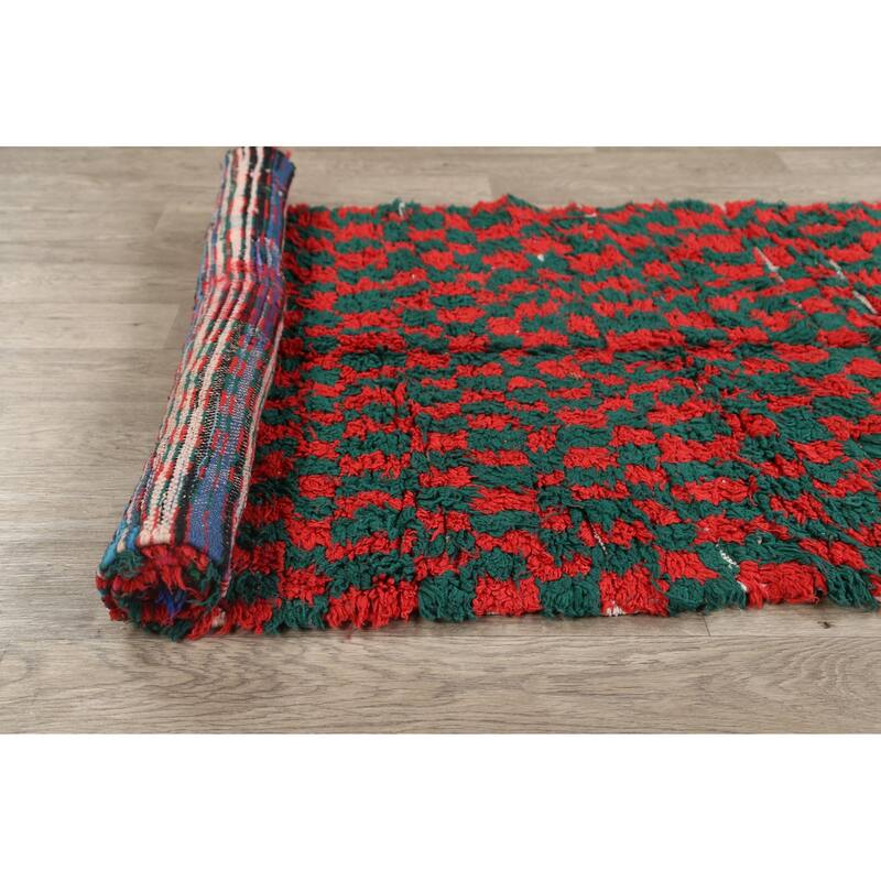 Tribal Moroccan Oriental Wool Runner Rug Hand-knotted Carpet - 3'7" x 8'1"
