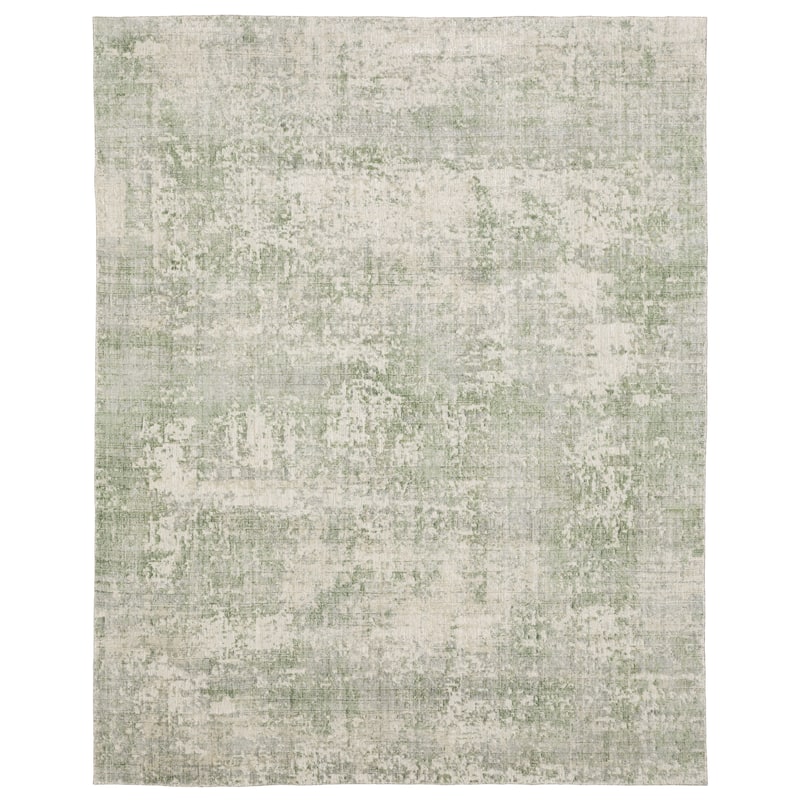 Somerset Textured Abstract Green/ Grey Hand-made Wood Blend Area Rug - 2'6" x 8'