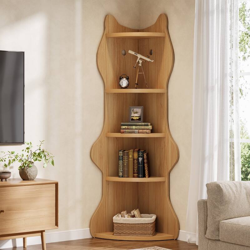5-Tier Corner Shelf, Unique Bookcase Bookshelf for Living Room, Home Office