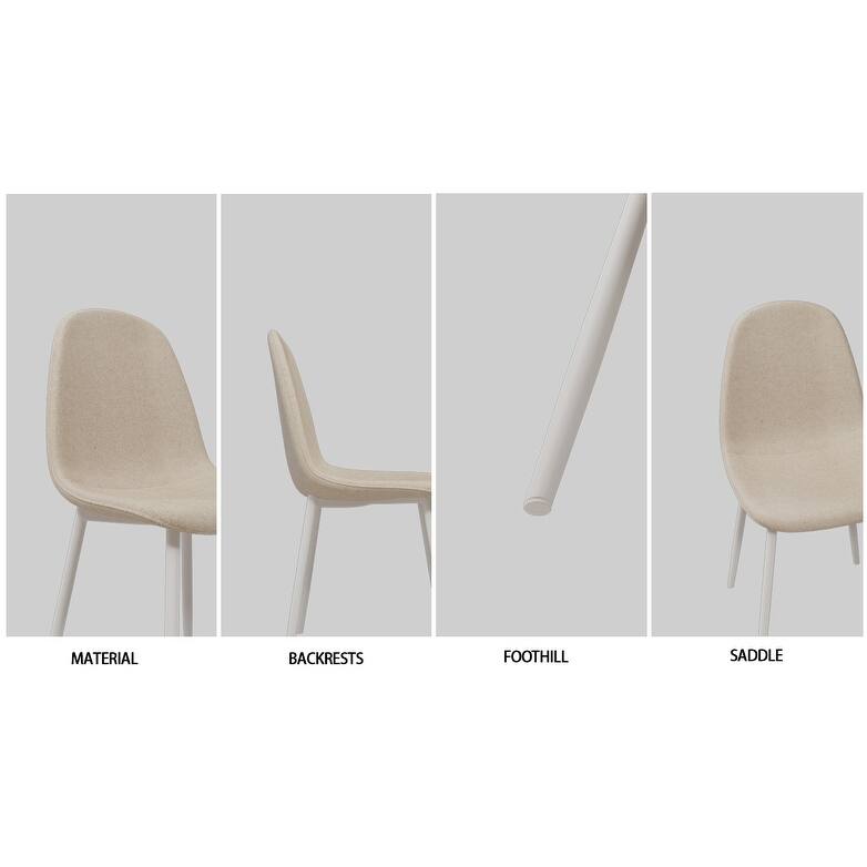 Linen 4 Piece Kitchen Dining Chair Set with Cushions, Metal Legs, Anti Scratch Foot Pads for Dining Room Kitchen Living Room