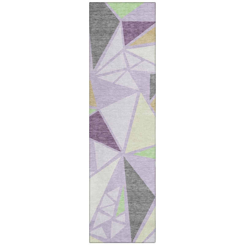 Machine Washable Indoor/ Outdoor Abstract Mosaic Chantille Rug