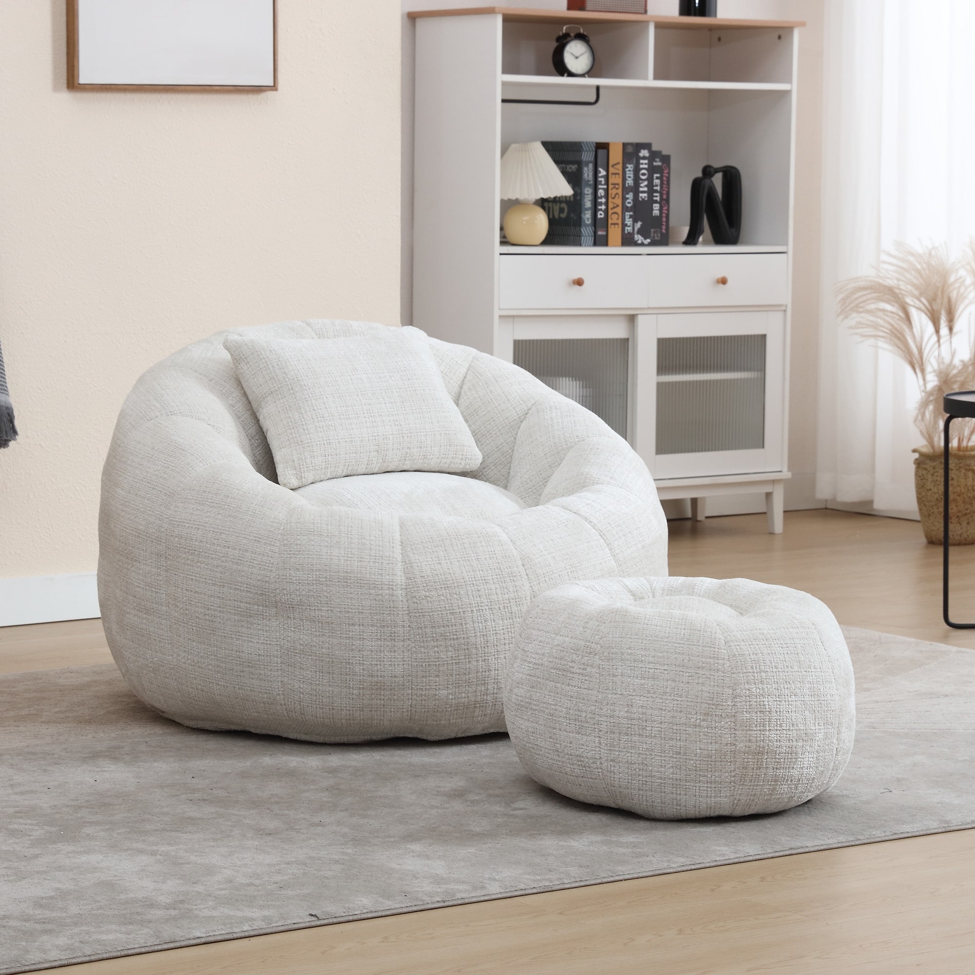Bedding Bean Bag Sofa Chair High Pressure Foam Bean Bag Chair Adult  Material with Padded Foam Padding Compressed Bean Bag With Footrest