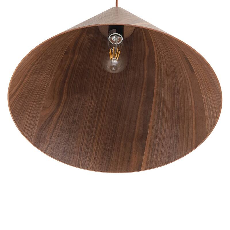 Scandinavian Wood Grain Large Tapered Conical Pendant Light 17.7in