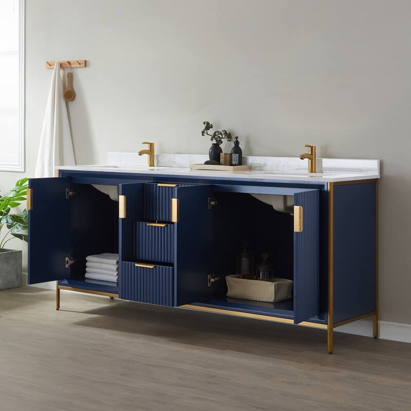 Granada 72" Vanity in Royal Blue with Countertop Without Mirror