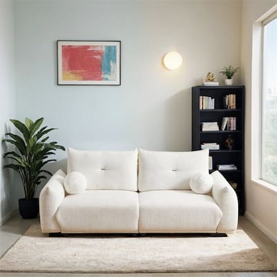 Lamb's Wool 2-Seater Cushion Sofa 90'' Comfortable Sofa,w/2 Cushions