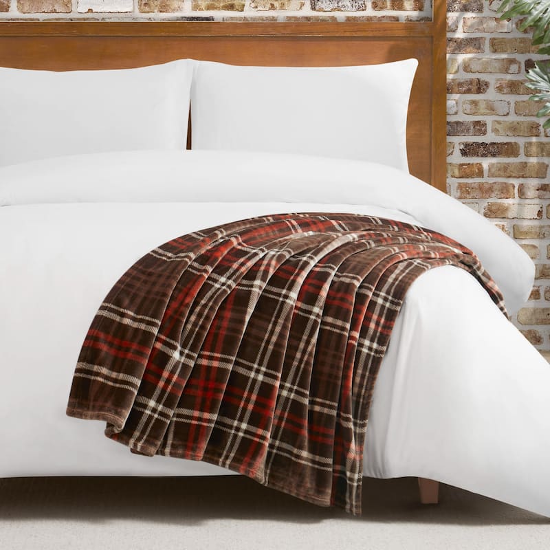 Lucky Brand Camper Plaid Throws Plush 50" x 70" Throw Blanket