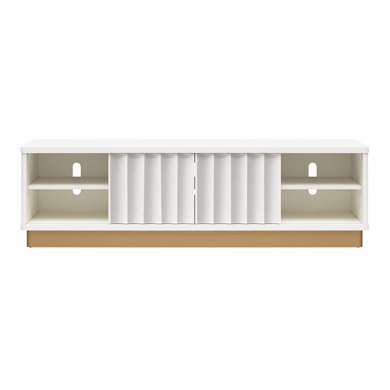 Anmytek White Gold Media Console TV Stand Modern Living Room Storage Entertainment Center