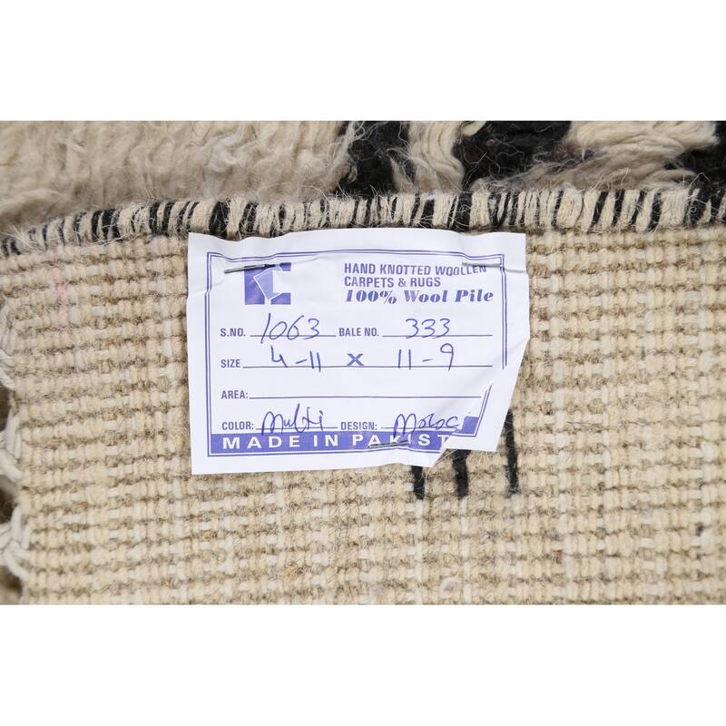 Vegetable Dye Moroccan Berber Oriental Wool Runner Rug Hand-knotted - 4'9" x 11'7"