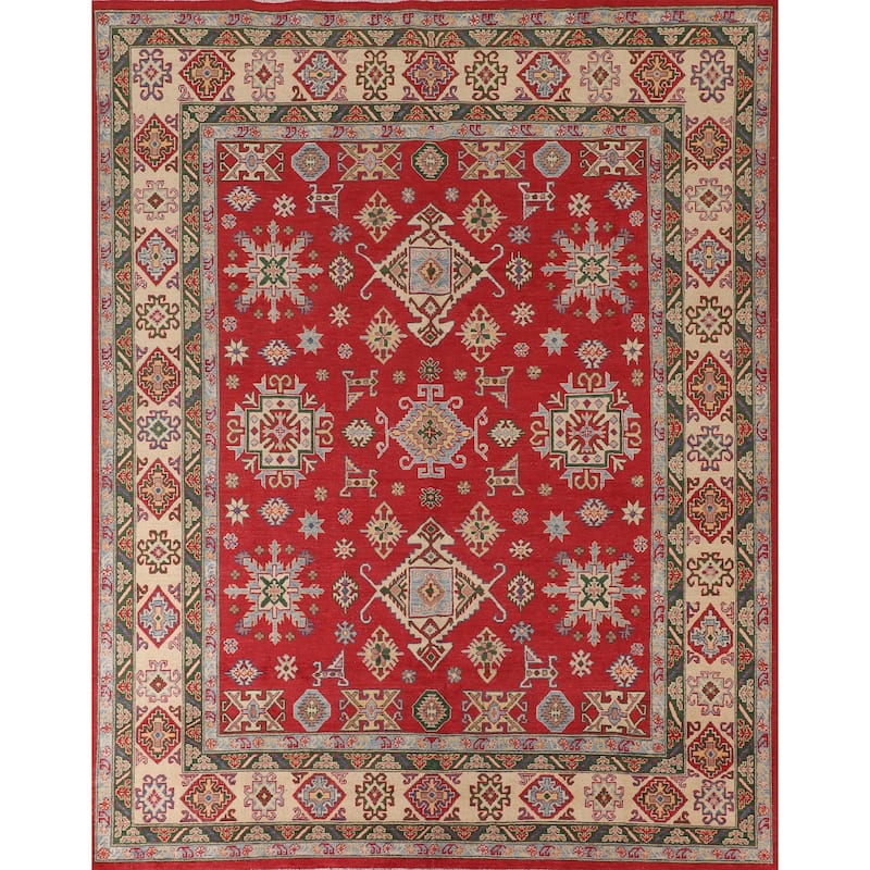 Red Kazak Area Rug Handmade Oriental Wool Carpet - 8'1"x 9'9"