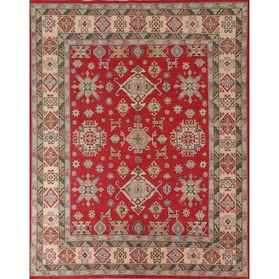 Red Kazak Area Rug Handmade Oriental Wool Carpet - 8'1"x 9'9"