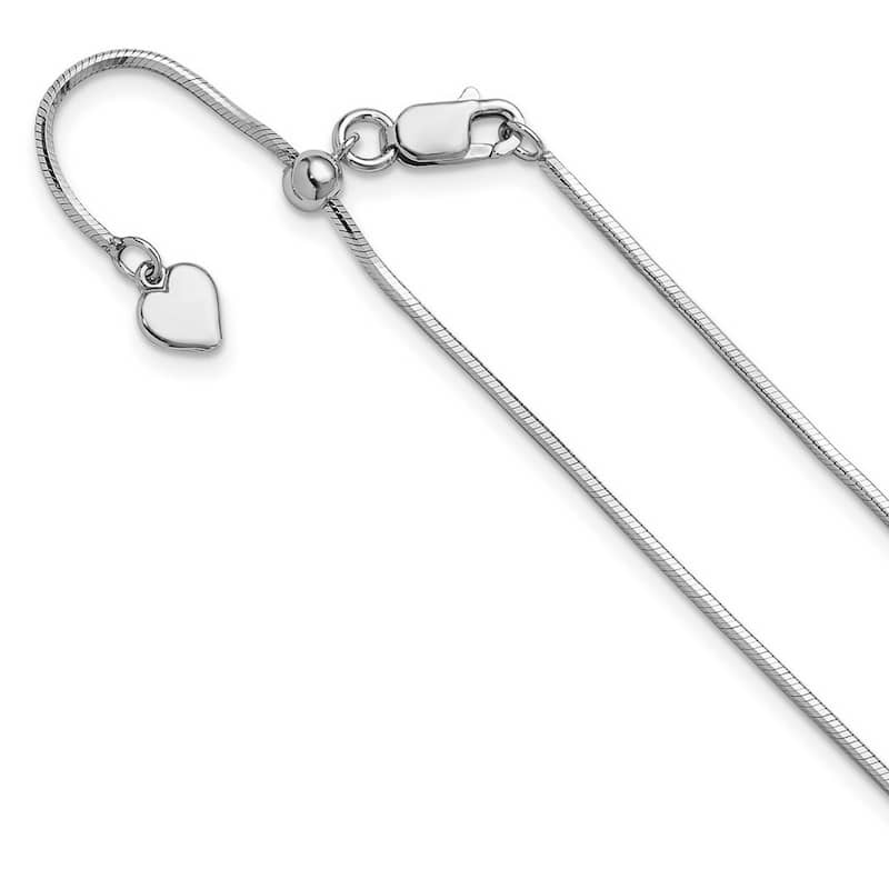 Curata 925 Sterling Silver Italian Adjustable 1.2mm Diamond Cut Square Snake Chain Necklace