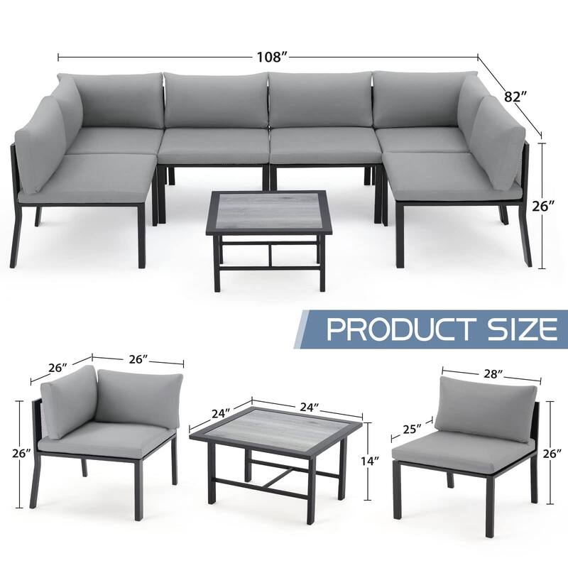 AECOJOY Outdoor 7 Pieces Patio Conversation Sets with Cushions
