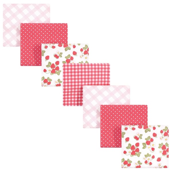 slide 1 of 1, Hudson Baby Infant Girl Cotton Flannel Receiving Blankets Bundle, Strawberries, One Size - Strawberries - One Size One Size - Strawberries