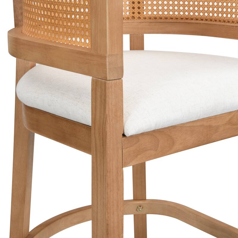 Christopher Knight Home-Glovers Wood And Rattan Upholstered Bar Stools Set of 2