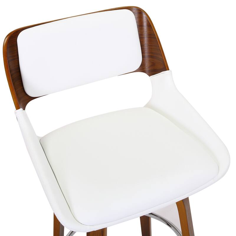 Mid-Century Fabric and Wood 26" Counter Stool with Swivel