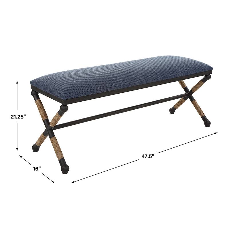 Cushioned Top Bench with Metal Frame - 47.75" - Navy Blue