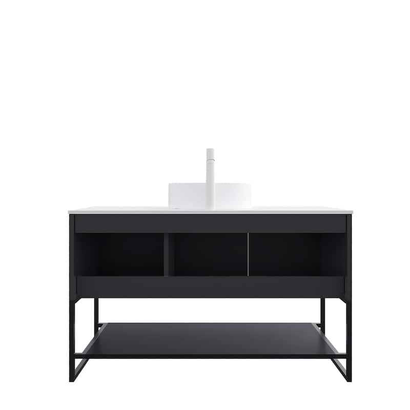 Freestanding Bathroom Vanity with Sink - Black,Carrara White,White