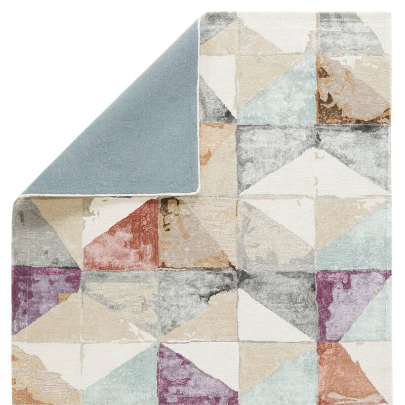 Ruban Handmade Geometric Purple/ Beige Area Rug