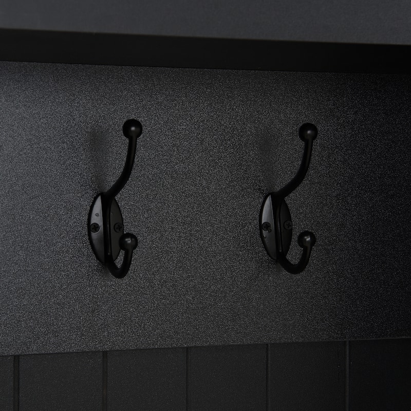 Farmhouse Hall Tree with 8 Hooks 8 Compartments Wooden Bench for Entryway