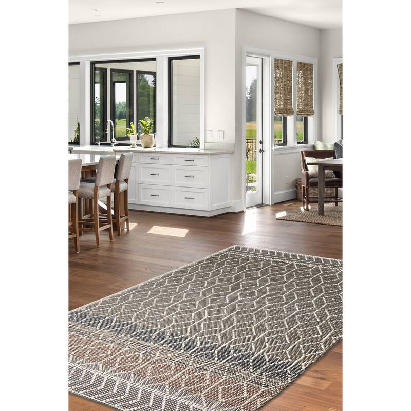 ECARPETGALLERY Braid weave Sienna Grey Wool Rug - 5'0 x 8'1