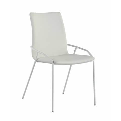 Somette Contemporary White Upholstered Side Chair, Set of 4