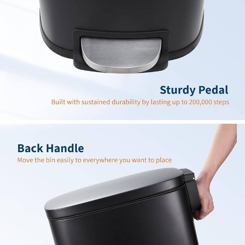 13 Gallon/ 50 Liter Slim Stainless Steel Garbage Bin, Trash Can for Kitchen Bathroom