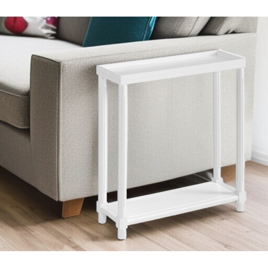 HomeRoots Set Of Two 24" White Wood Rectangular End Tables With Shelf - 22.00 in. x 24.00 in. x 8.00 in.